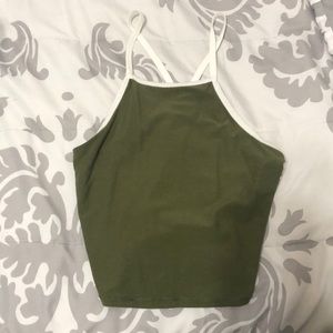 Green halter crop top.